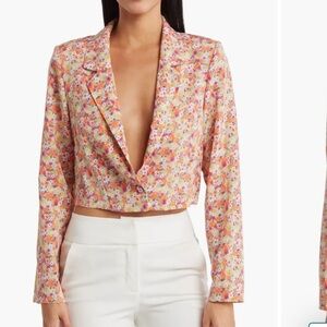 Floral crop blazer